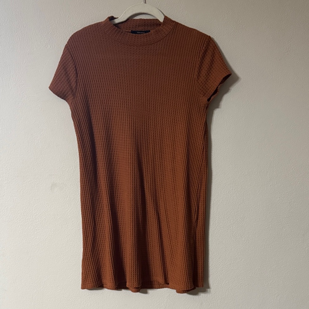 Forever 21 Rust Ribbed Midi Dress